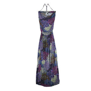Nico LA Maxi Dress Womens Small Purple Off Shoulder Spaghetti Strap Drape Front